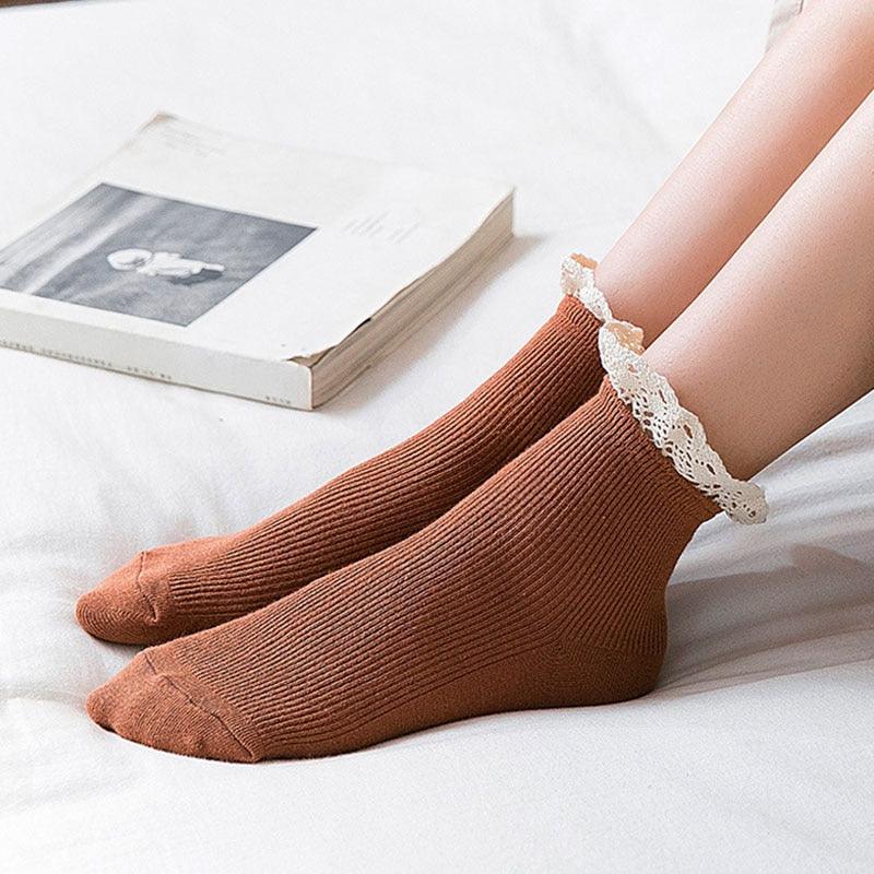 Lace Frilly Ruffle Socks Kawaii Cute Korean Style Women Cotton Woman Socks Winter Comfortable Cotton Socks Warm Socks For Men And Women