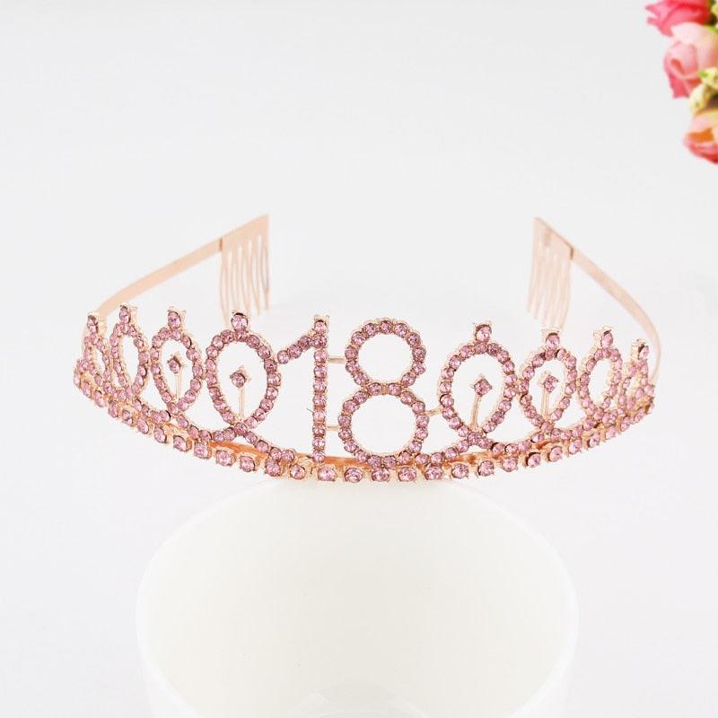 Ladies Alloy Rhinestone Crown 18 21 30 40 50 60 80 Years Digital Crown Birthday Headband Hairband Fashion Hair Accessories Gift Hair Comb Birthday Number Women Rhinestone Crowns Rhinestones Birthday Party