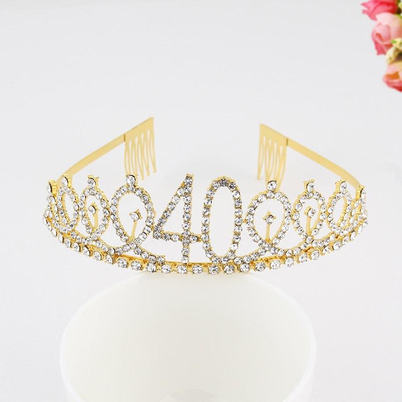 Ladies Alloy Rhinestone Crown 18 21 30 40 50 60 80 Years Digital Crown Birthday Headband Hairband Fashion Hair Accessories Gift Hair Comb Birthday Number Women Rhinestone Crowns Rhinestones Birthday Party