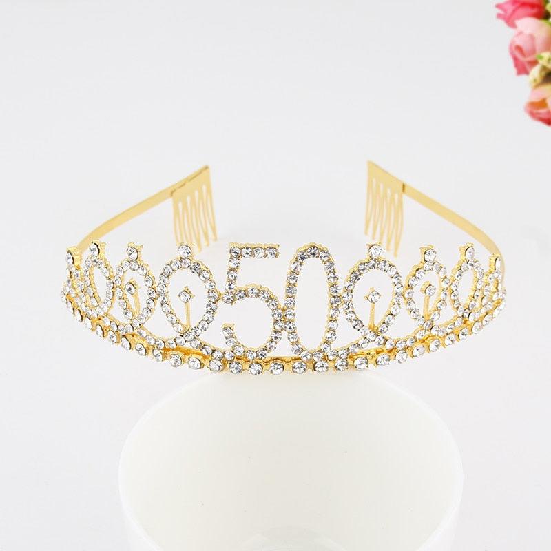 Ladies Alloy Rhinestone Crown 18 21 30 40 50 60 80 Years Digital Crown Birthday Headband Hairband Fashion Hair Accessories Gift Hair Comb Birthday Number Women Rhinestone Crowns Rhinestones Birthday Party