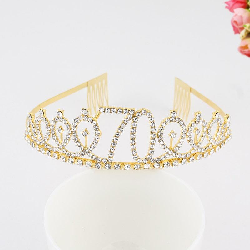 Ladies Alloy Rhinestone Crown 18 21 30 40 50 60 80 Years Digital Crown Birthday Headband Hairband Fashion Hair Accessories Gift Hair Comb Birthday Number Women Rhinestone Crowns Rhinestones Birthday Party