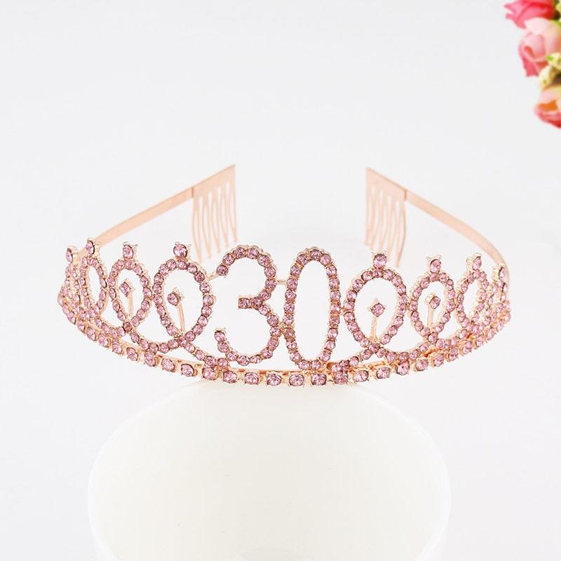 Ladies Alloy Rhinestone Crown 18 21 30 40 50 60 80 Years Digital Crown Birthday Headband Hairband Fashion Hair Accessories Gift Hair Comb Birthday Number Women Rhinestone Crowns Rhinestones Birthday Party