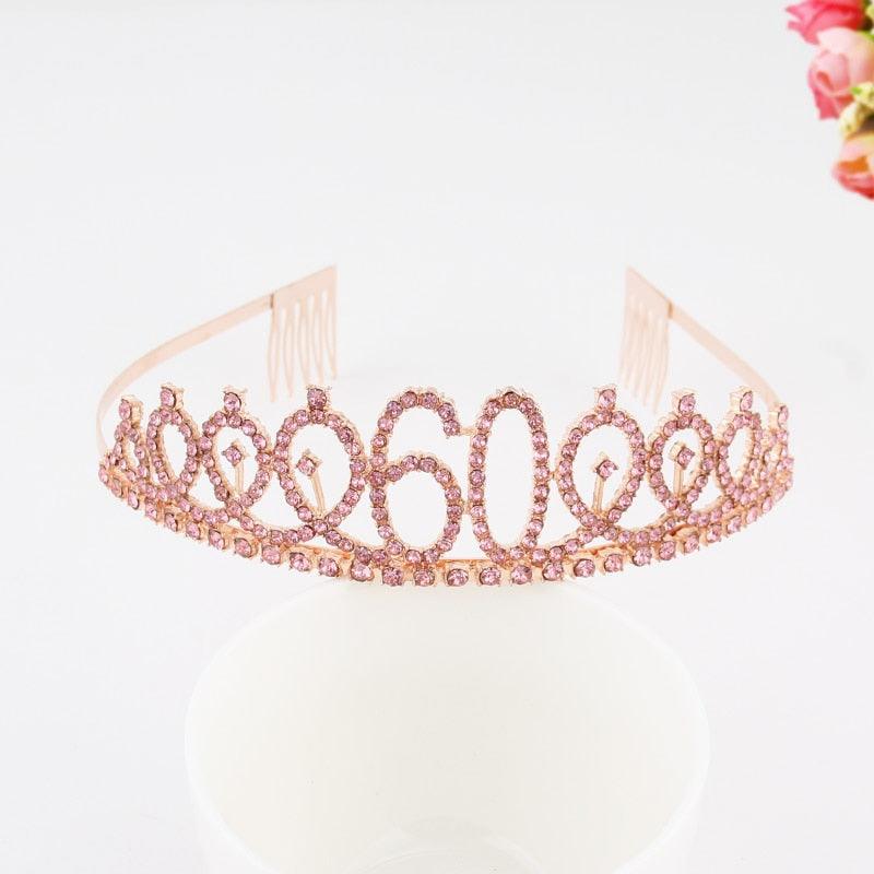 Ladies Alloy Rhinestone Crown 18 21 30 40 50 60 80 Years Digital Crown Birthday Headband Hairband Fashion Hair Accessories Gift Hair Comb Birthday Number Women Rhinestone Crowns Rhinestones Birthday Party