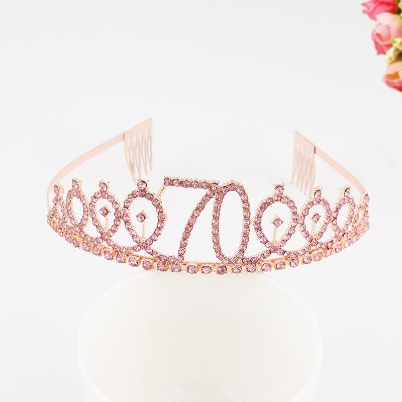 Ladies Alloy Rhinestone Crown 18 21 30 40 50 60 80 Years Digital Crown Birthday Headband Hairband Fashion Hair Accessories Gift Hair Comb Birthday Number Women Rhinestone Crowns Rhinestones Birthday Party