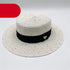 Ladies Sun Boater Classic Flat Hats Straw Hat Wide Brim Boater Hat Summer Straw Hat Beautiful Accessories For Women Retro Female Flat Cap Foldable Packable Beach Hat for Summer 55-58cm