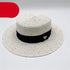 Ladies Sun Boater Classic Flat Hats Straw Hat Wide Brim Boater Hat Summer Straw Hat Beautiful Accessories For Women Retro Female Flat Cap Foldable Packable Beach Hat for Summer 55-58cm