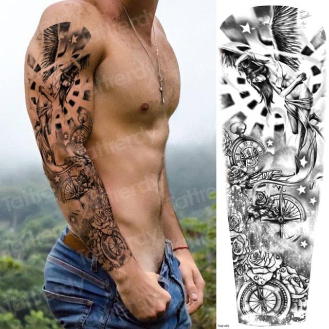 Large Black Temporary Tattoo Waterproof Luxury Big Tattoo For Body Arm Legs Modern Design - STEVVEX Beauty - 103, 3D Tattoo, Animal Tattoo, Arm Tattoo, Beauty, Big Tattoo, Black Tattoos, Body Tattoo, Extra Large Tattoo, Fashion Tattoo, Gladiator Tattoo, Large Black Tattoo, Large Tattoo, Leg Tattoo, Lion Tattoo, Luxury Tattoo, Men Tattoo, Mens Tattoo, Modern Tatoos, Modern Tattoo, Stylish Tattoo, Tattoo, Waterproof Tattoo - Stevvex.com