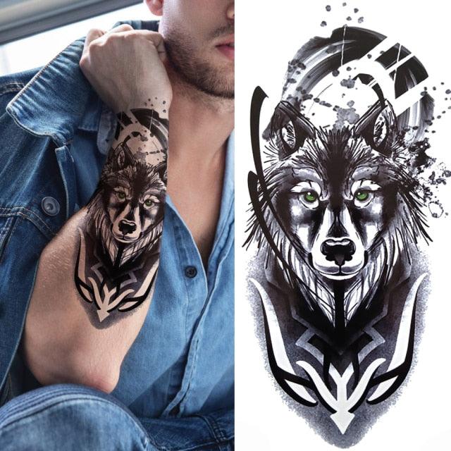 Large Wolf Tiger Black Tattoo Sticker Evil Death Temporary Tattoo Waterproof Big Tattoo Stickers For Mens Womens - STEVVEX Beauty - 103, 3D Tattoo, Animal Tattoo, Arm Tattoo, Back Tattoo, Beauty, Big Tattoo, Black Tattoos, Body Tattoo, Boys Tattoo, Carnival Tattoo, Fashion Tattoo, Flower Tattoo, Girls Tattoo, Leg Tattoo, Lion Tattoo, Luxury Tattoo, Men Tattoo, Mens Tattoo, Modern Tattoo, Stylish Tattoo, Tattoo, Waterproof Tattoo, Women Tattoo, Womens Tattoo - Stevvex.com