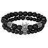 Lava Stone Combination Cubic Zircon Beads Bracelet Natural Red Tiger Eye Black Matte Onyx Stone Crown King Beads Bracelet For Men Women Fashion Charm Zircon Head Elastic Adjustable Bracelet Set Luxury Design