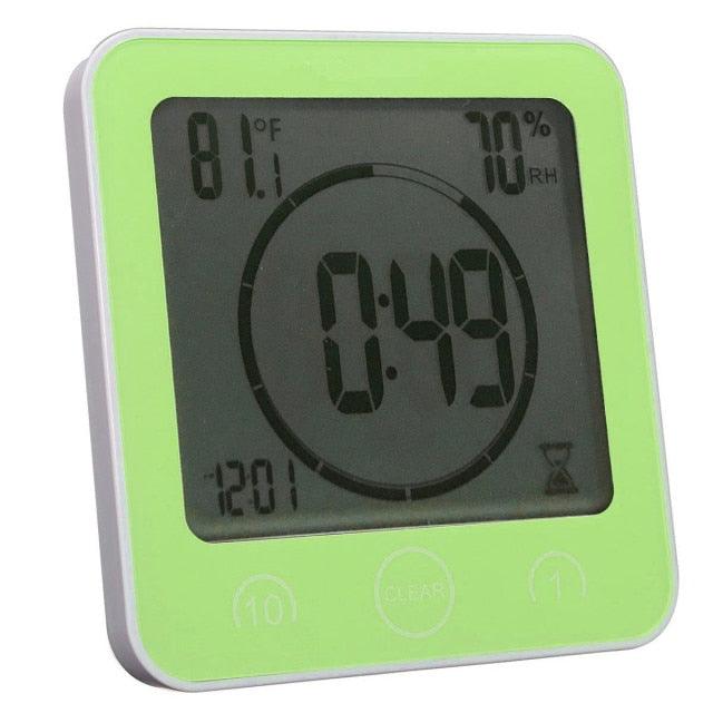 LCD Screen Waterproof Digital Bathroom Digital Bathroom Shower Kitchen Clock Timer with Alarm Waterproof for Water Splashes Visual Countdown Timer Time Management  Wall Clock Temperature Humidity Countdown Time Function Wash Shower Hanging Clocks Timer