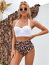 Leaf Floral Bikini Set Women Backless High-Waist Two Pieces Swimwear Beach Bathing Suits Swimsuits Women's Ruffle Bandage Bikini High Waist Bottoms Two Piece Swimsuits