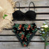 Leaf Print Bikini Female Swimsuit Women's Bathing Suits Triangle Bikini High Waist Bottoms Two Piece Swimsuits Women Swimwear Thong Push Up Bikinis Set High Waist Swimming Suits for Bathing Suit