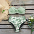 Leaf Print Bikini Female Swimsuit Women's Bathing Suits Triangle Bikini High Waist Bottoms Two Piece Swimsuits Women Swimwear Thong Push Up Bikinis Set High Waist Swimming Suits for Bathing Suit