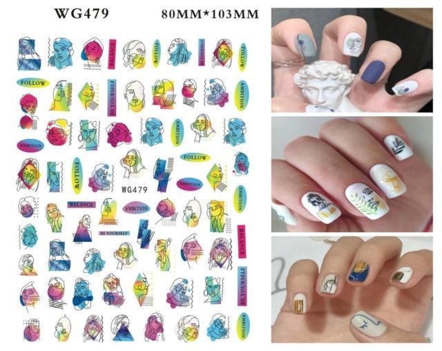 Leaf With Lines Nails Sticker Designer Fruit Nail Art 3D Decals Acrylic Designs Self Adhesive Manicure Slider Stickers Glitter Decals Love Nail Sequins Laser Heart Nail Supplies Sparkle Nail Accessories Star Accessories Heart Nail Art