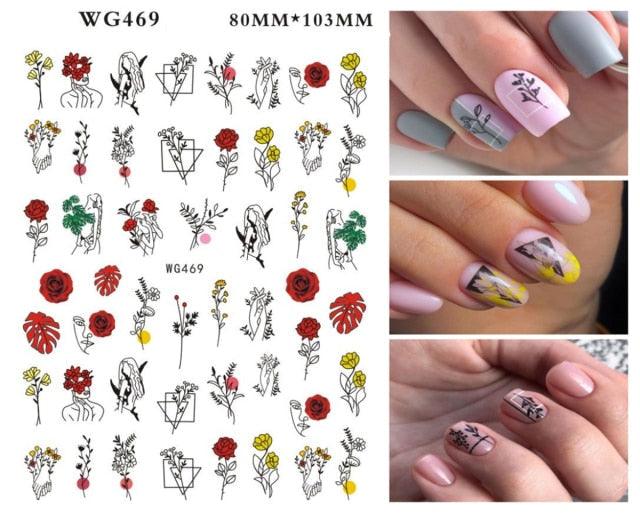 Leaf With Lines Nails Sticker Designer Fruit Nail Art 3D Decals Acrylic Designs Self Adhesive Manicure Slider Stickers Glitter Decals Love Nail Sequins Laser Heart Nail Supplies Sparkle Nail Accessories Star Accessories Heart Nail Art