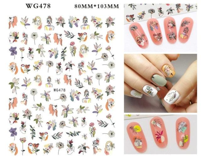 Leaf With Lines Nails Sticker Designer Fruit Nail Art 3D Decals Acrylic Designs Self Adhesive Manicure Slider Stickers Glitter Decals Love Nail Sequins Laser Heart Nail Supplies Sparkle Nail Accessories Star Accessories Heart Nail Art