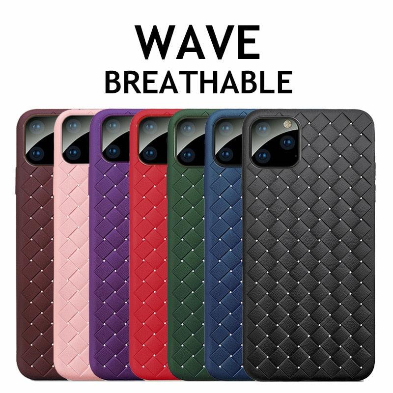 Leather Breathable Mesh Phone Case Suitable For iPhone 14 13 11 Pro Max 12 Mini Xs 6S 7 8 Plus X XR Silicone Soft Thin Protective Exquisite Textures Case For Iphone Comfortable Grip Elegant Case For Smartphone