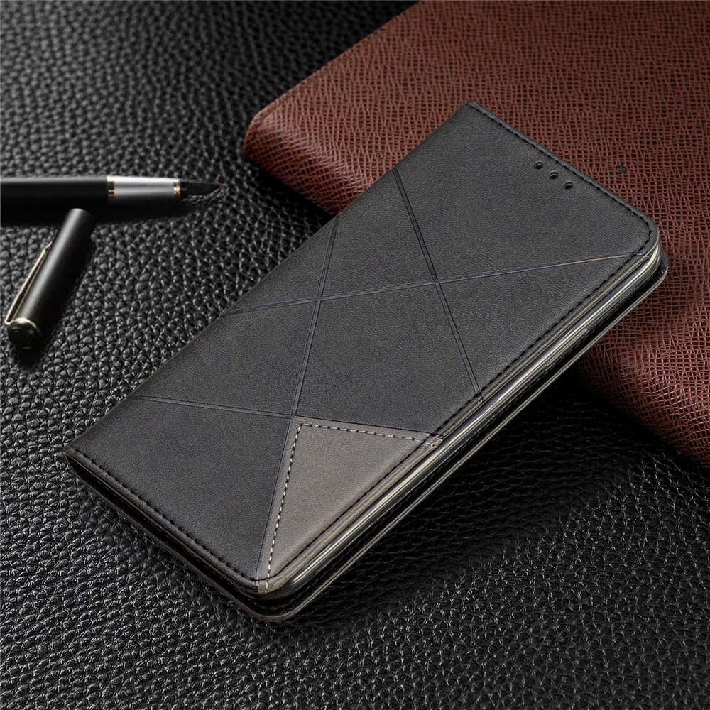 Leather Case For iPhone 11 12 13 14 Pro Max Mini XR XS Max X Flip Case Cover For iPhone SE Brown Leather Flip Case with Invisible Magnet and Card Slot Protective Case