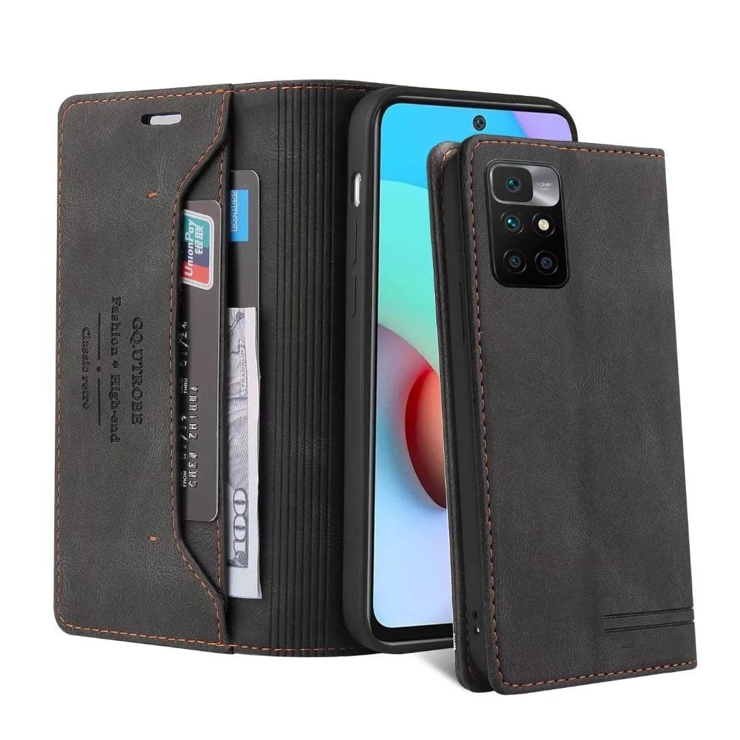 Leather Case For Xiaomi Stand View Shock-Proof Book Cover with Card Holder Magnetic Closure RedMi Note 11S 10 10S 9S 8 7 Pro 9T 9A 9C 11T 12T Mi Poco X3 X4 NFC GT M4 M3 F3 Anti-theft Brush Wallet