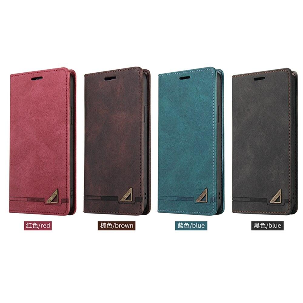 Leather Case For Xiaomi Stand View Shock-Proof Book Cover with Card Holder Magnetic Closure RedMi Note 11S 10 10S 9S 8 7 Pro 9T 9A 9C 11T 12T Mi Poco X3 X4 NFC GT M4 M3 F3 Anti-theft Brush Wallet