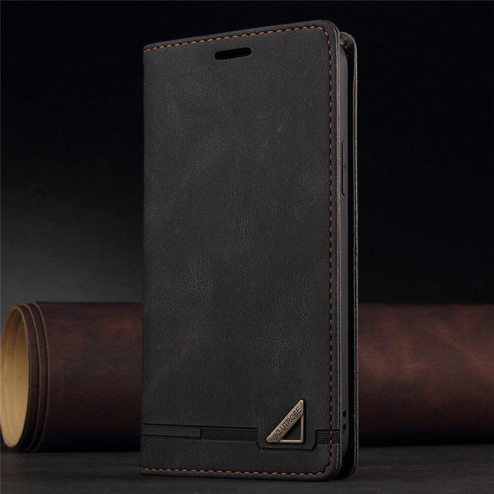 Leather Case For Xiaomi Stand View Shock-Proof Book Cover with Card Holder Magnetic Closure RedMi Note 11S 10 10S 9S 8 7 Pro 9T 9A 9C 11T 12T Mi Poco X3 X4 NFC GT M4 M3 F3 Anti-theft Brush Wallet