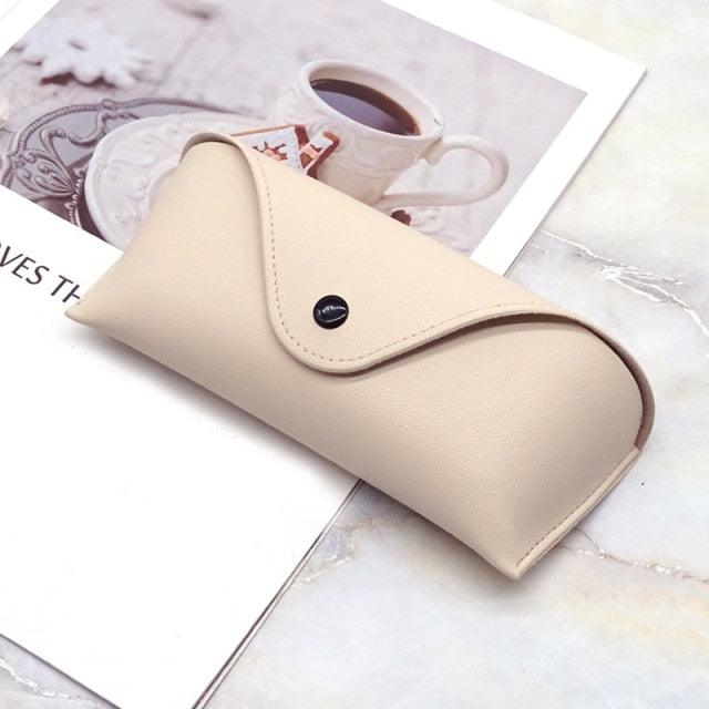 Leather Eyewear Cases Cover For Sunglasses Women Eyeglasses Case Reading Glasses Box With Metal Buckle Eyewear Cases Durable Soft Sunglasses Pouch Slim Case For Women Men