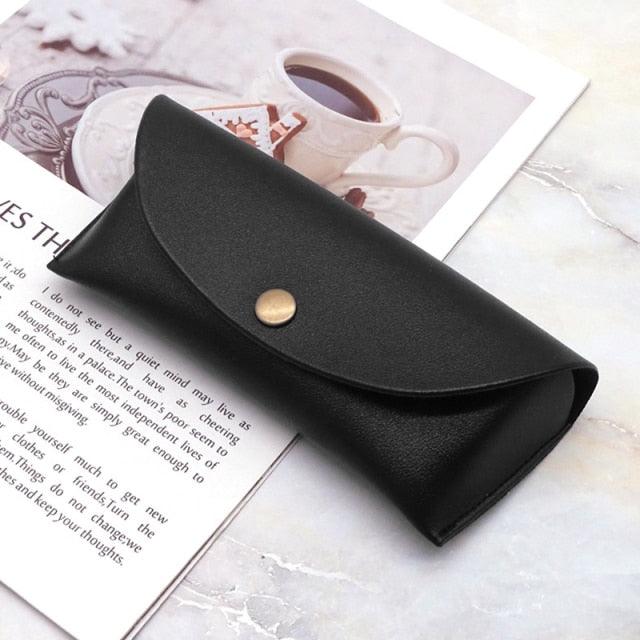 Leather Eyewear Cases Cover For Sunglasses Women Eyeglasses Case Reading Glasses Box With Metal Buckle Eyewear Cases Durable Soft Sunglasses Pouch Slim Case For Women Men