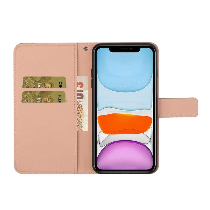 Leather Flip Case For iphone 11 12 13 Pro Max Mini Case Wallet Card Phone Cover For iphone  Genuine Leather 2 in 1 Flip Simple Magnetic Cover For iPhone