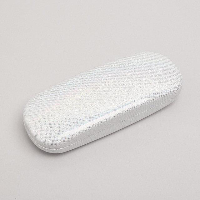 Leather Glasses Case Simple Sunglasses Storage Box Hard Shell Eyeglasses Case Dazzling Glitter Glasses Case Smooth Sunglasses Case Luxury Design For Women Kids