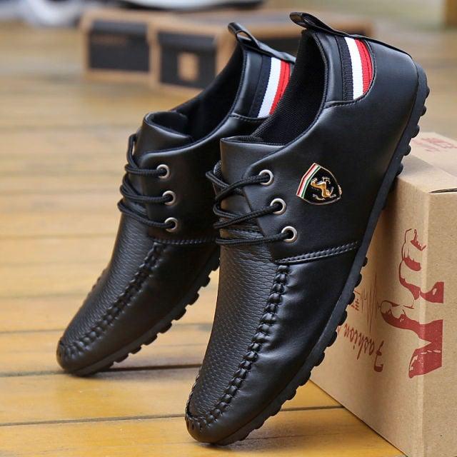 Leather Non Slip Mens Driving Shoes Spring And Autumn New Style Breathable Men's Business Classic Sports Flat Low Top Sneaker Lace-up Fashion Walking Sneakers