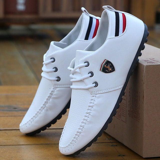 Leather Non Slip Mens Driving Shoes Spring And Autumn New Style Breathable Men's Business Classic Sports Flat Low Top Sneaker Lace-up Fashion Walking Sneakers