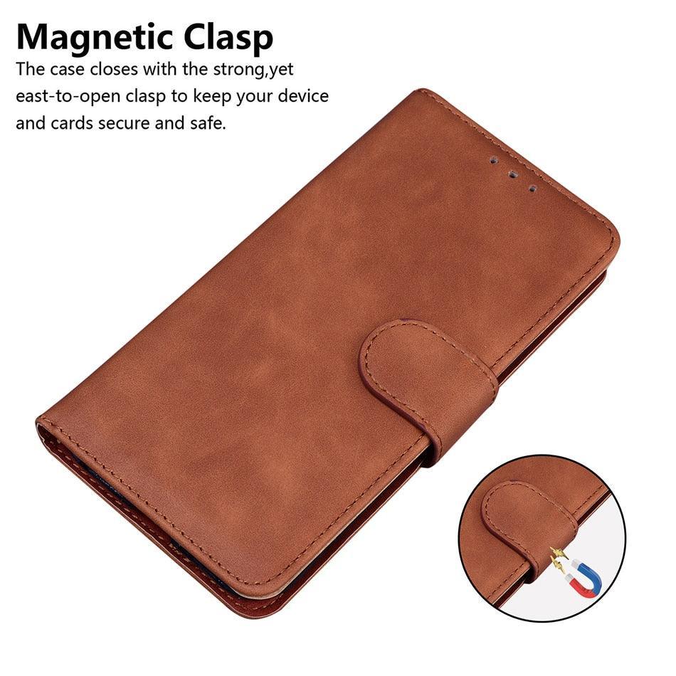 Leather Phone Case Wallet Cover For iPhone XR XS 10 11 Pro 12 mini 13 Pro Max Flip Stand Case Simple Skin-Friendly PU Leather Case Wallet Protective Case Flip Shockproof Mobile Phone Case