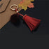 Leather Tassels With Mink Fur Ball Key Chain With One Tassels For Car Keychain Keychain Tassels Leather Tassel Bag Key Ring Jewelry Car Circle Key Rings Gift Bag Hanging Buckle