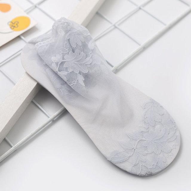 Leaves Patterned Lace Invisible Thin Short Lace Boat Socks Hollow Non-slip Shallow Socks For Women - ALLURELATION - 500, adult socks, ankle socks, boat socks, casual socks, casual socks for women, creative socks, female socks, footwear, hollow socks, invisible socks, lace boat socks, lace socks, non slip socks, sheer socks, short socks, Socks, socks for girls, socks for women, thin socks, womens socks - Stevvex.com