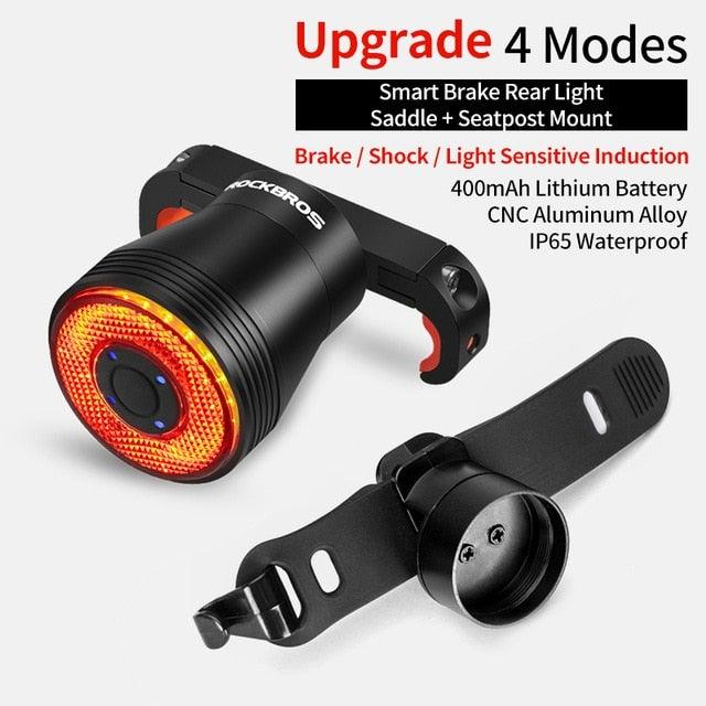 LED Bicycle Waterproof USB Charging Taillight Cycling Flashlight Auto Brake Sensing Smart Bicycle Rear Brake Lights Braking Sensing Taillights USB Rechargeable Ultra Bright LED Warning Bicycle Flashlight