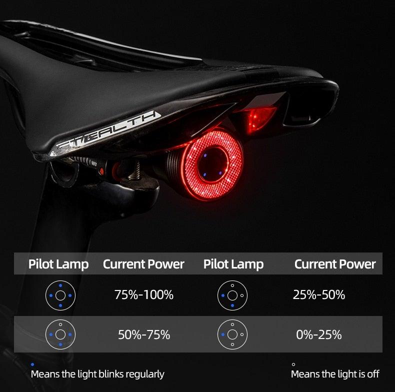 LED Bicycle Waterproof USB Charging Taillight Cycling Flashlight Auto Brake Sensing Smart Bicycle Rear Brake Lights Braking Sensing Taillights USB Rechargeable Ultra Bright LED Warning Bicycle Flashlight