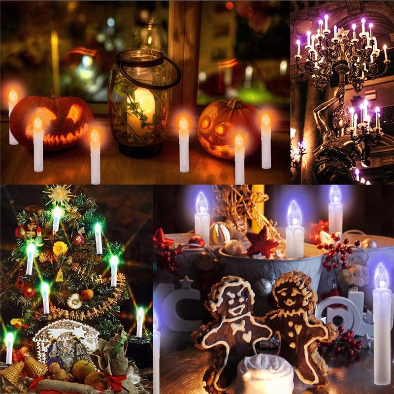 LED Candle Lamp Simulation Flame Light Warm Candle Family Party Christmas Birthday Party Decorated With Candles Ivory Battery Operated LED Taper Candles With Remote Control Christmas Candles