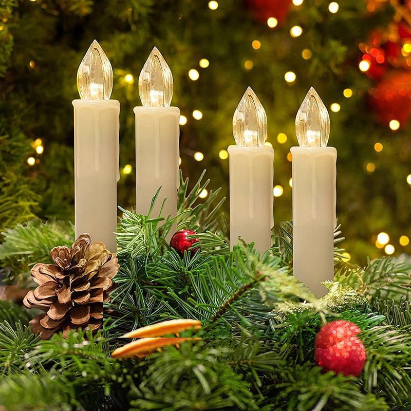 LED Candles Light Flameless Remote Control For Home Dinner Party Christmas Tree Candle LED Flameless Taper Candles Flickering with Remote Timer Battery Operated Waterproof Christmas Tree Candles Warm White Window Candles  Decoration Lamp Light New Years