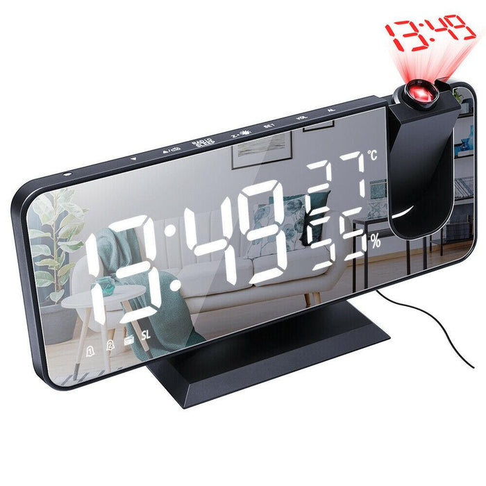 LED Digital Alarm Clock Projection Clock Radios Loud Ceiling Alarm Clock for Heavy Sleepers Snooze Dual Clock Bedside Dimmer with USB Charger Digital LED Clock FM Radio Table Electronic Desktop Clocks USB Wake Up FM Radio Time Projector Snooze Function