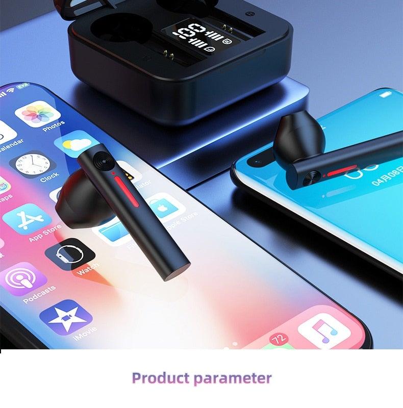 LED Display Bluetooth 5.0  Wireless Headphone Magnetic 9D Stereo Sound Earbud Sports Easy Pairing Earphone With Microphone Bluetooth In Ear Built-in Mic Headset For Sport Black Headphones Wireless Light Weight Design