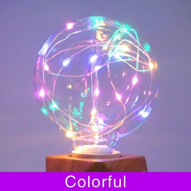 LED Edison String Night Light Bulb Colorful Round Globe Glass RGB Copper Bulb Home Decor Holiday Lamp LED Light Bulbs For Home Party Recreation Room Balcony Garden Christmas Decoration