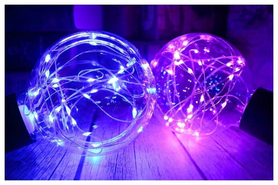 LED Edison String Night Light Bulb Colorful Round Globe Glass RGB Copper Bulb Home Decor Holiday Lamp LED Light Bulbs For Home Party Recreation Room Balcony Garden Christmas Decoration