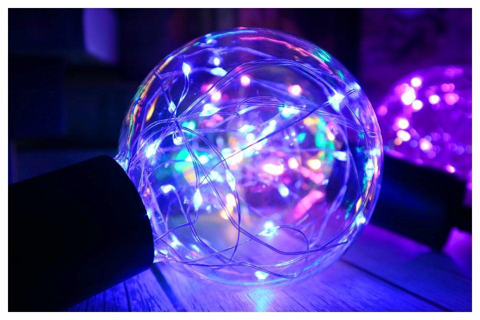 LED Edison String Night Light Bulb Colorful Round Globe Glass RGB Copper Bulb Home Decor Holiday Lamp LED Light Bulbs For Home Party Recreation Room Balcony Garden Christmas Decoration