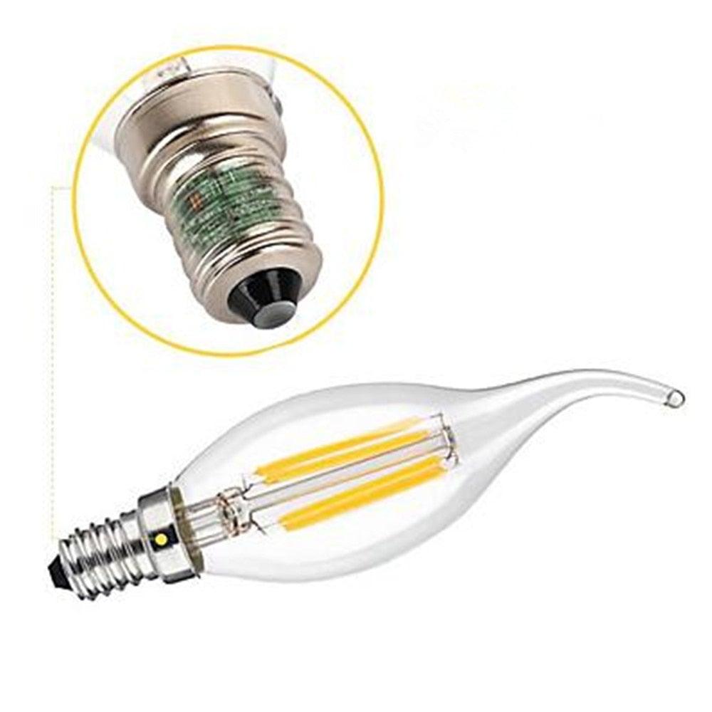 LED Filament Bulb E14 4W/6W AC220V Glass Shell 360 Degree C35 Edison Retro Candle Light Warm/Cold White  LED Candelabra Bulb 25W Equivalent 250 Lumens, 3000K Soft White 2W Filament Dimmable LED Chandelier Light Bulbs