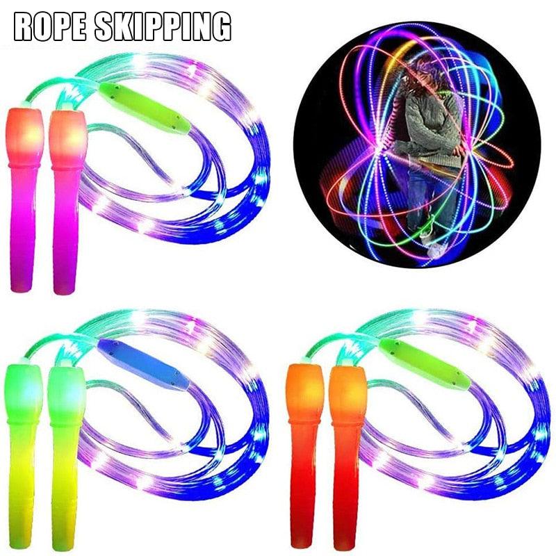 LED Luminous Jump Ropes Skipping Rope Cable For Kids Adjustable Plastic Jump Rope Skipping Rope Outdoor Jump Ropes For Night Exercise Fitness Training Sports