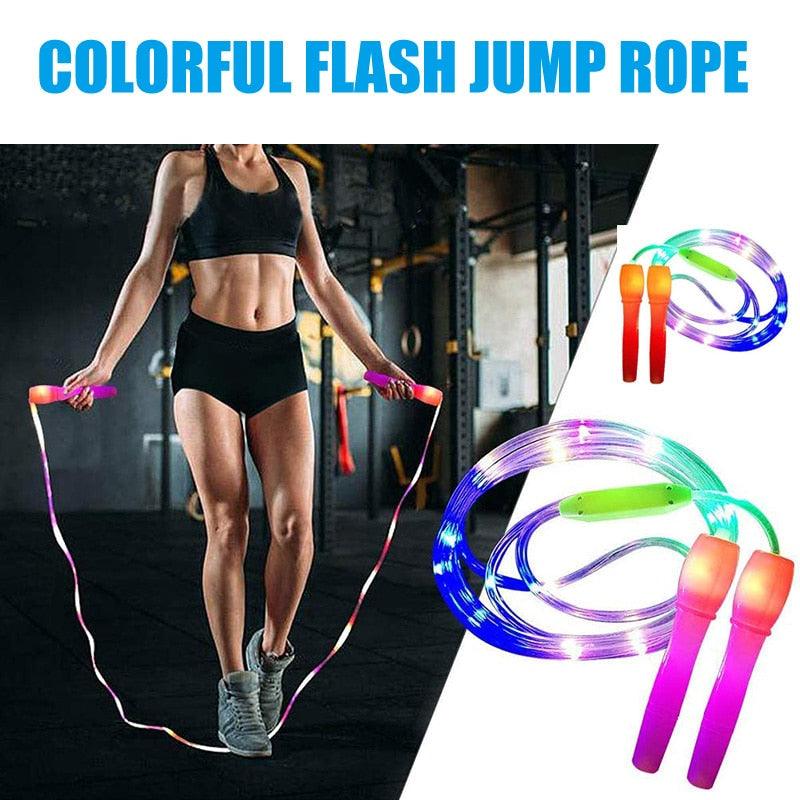 LED Luminous Jump Ropes Skipping Rope Cable For Kids Adjustable Plastic Jump Rope Skipping Rope Outdoor Jump Ropes For Night Exercise Fitness Training Sports