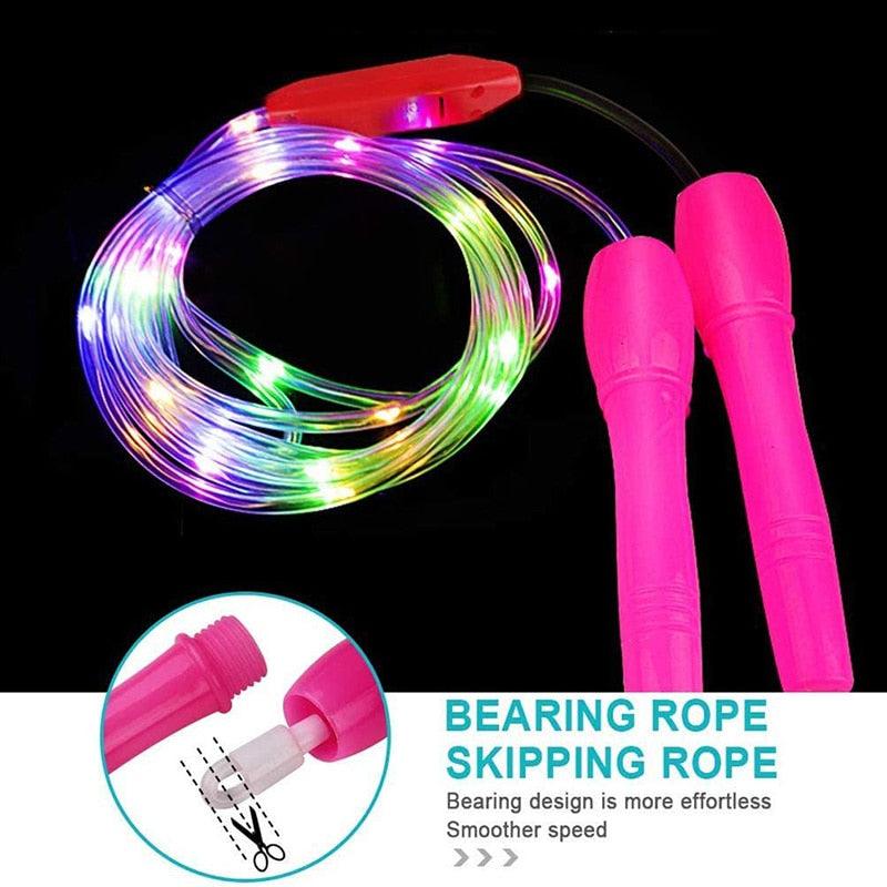 LED Luminous Jump Ropes Skipping Rope Cable For Kids Adjustable Plastic Jump Rope Skipping Rope Outdoor Jump Ropes For Night Exercise Fitness Training Sports