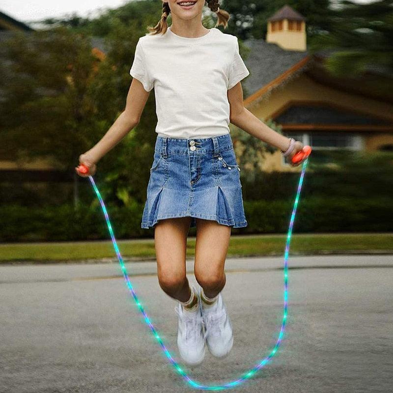 LED Luminous Jump Ropes Skipping Rope Cable For Kids Adjustable Plastic Jump Rope Skipping Rope Outdoor Jump Ropes For Night Exercise Fitness Training Sports