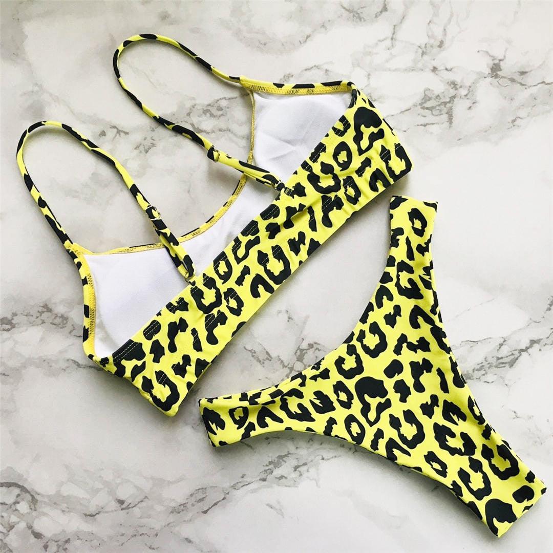 Leopard Bikini Women Swimwear Female Swimsuit Women Two Pieces Scalloped Bikini Set Swimsuits  Bathing Suit Two-pieces Bikini Set Bather Bathing Suit