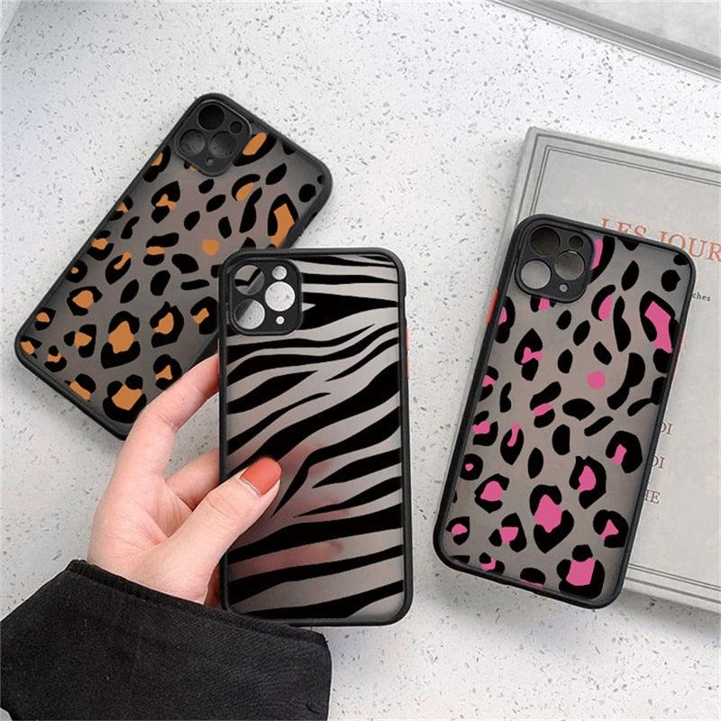 Leopard Print Elegant Pattern Protective Phone Case Translucent Hard Back With Silicone Leopard Pattern Phone Case For Iphone 11 Pro Max 12 13 Mini X Xs Max 7 8 Plus Mobile Phone Protective Case